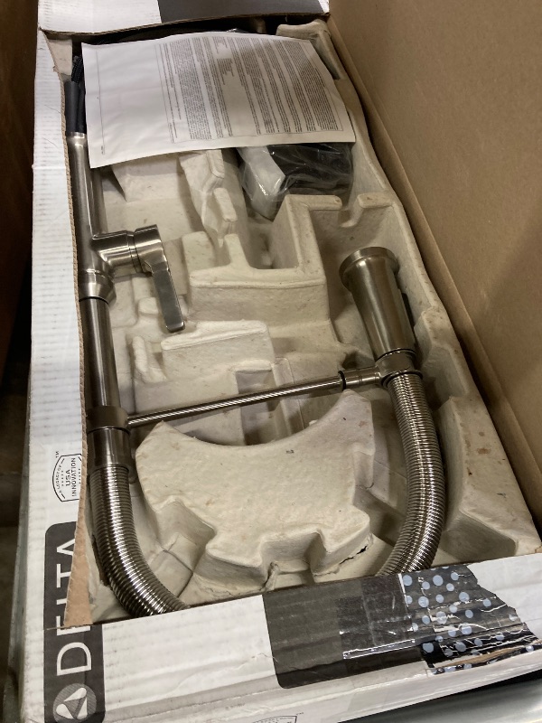 Photo 1 of ***PARTS ONLY****Delta Rhett Pro Style Commercial Kitchen Faucet with Pull Down Sprayer, Brushed Nickel Single Hole Kitchen Sink Faucet, Single Handle, Stainless 18829-SS-DST
