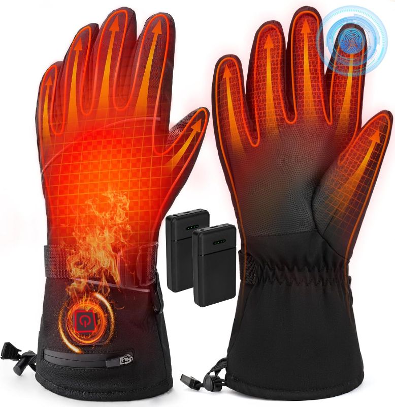 Photo 1 of ***MISSING BATTERIES AND CHARGER/GLOVES ONLY***Heated Gloves, Rechargeable Heating Glove for Men Women - 3 Heating Levels, Touchscreen, Waterproof, Perfect for Skiing, Working, Motorcycling  SIZE MEDIUM