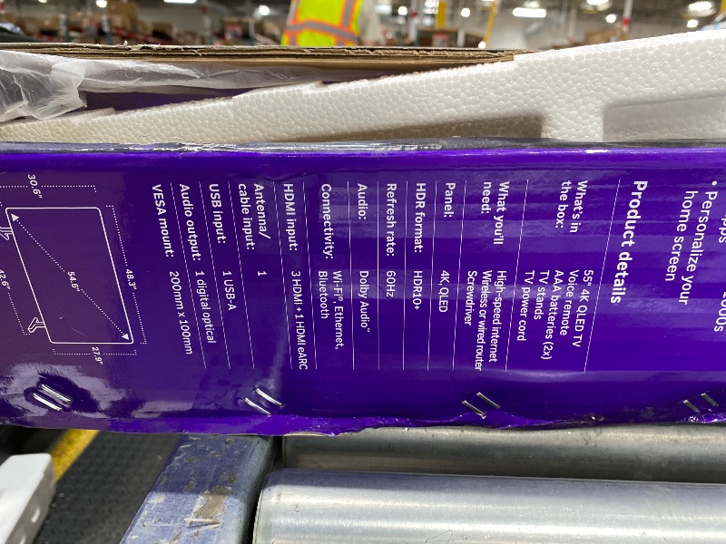 Photo 1 of **** NO RETUN- NO REFOUN**** Roku Smart TV 2026 – 55-Inch Select Series, 4K QLED TV – Roku TV with Voice Remote – Flat Screen QLED Television with Wi-Fi for Streaming Live Local News, Sports, & Movies – Bluetooth Headphone Mode