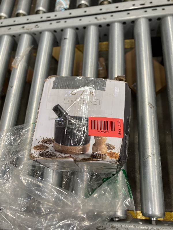 Photo 1 of ***MISSING PESTLE-SELLING AS INCOMPLETE SET*** Gramercy Mortar Set Heavy Duty Granite Stone Grinder with Stable Bamboo Base
