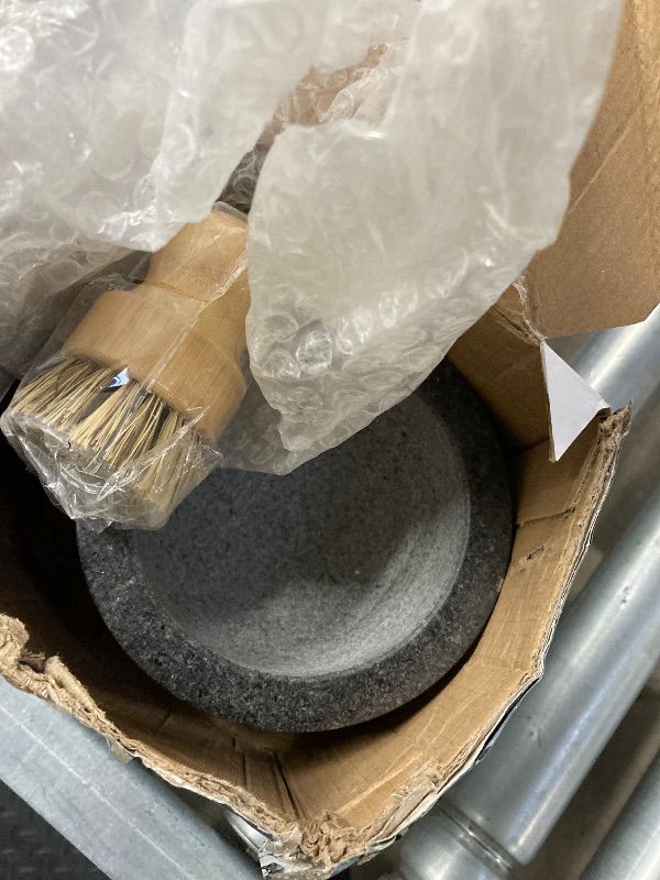 Photo 1 of ***MISSING PESTLE-SELLING AS INCOMPLETE SET*** Gramercy Mortar Set Heavy Duty Granite Stone Grinder with Stable Bamboo Base