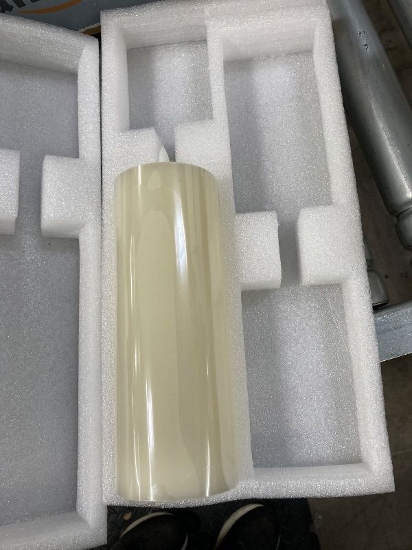 Photo 1 of ***MISSING PIECES SELLING AS IS*** ONE AFINETH Flickering Flameless Candles, Real Wax Battery Operated Candles Flat Top Led Flameless Pillar Candles for Home, Wedding, Party Decor, ONE ONLY  8", Ivory