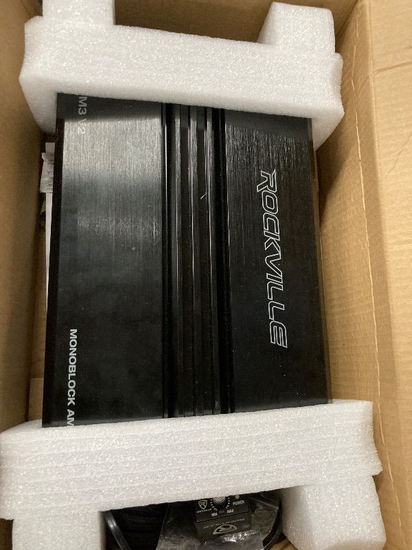 View 2 of ***PARTS ONLY***Rockville RVA-M3 V2 Mono Car Amplifier, 4000W, 1000W Dyno-Certified RMS @ 1 Ohm, Class-D, MOSFET, Bass Remote, Perfect for Subwoofers and Car Audio