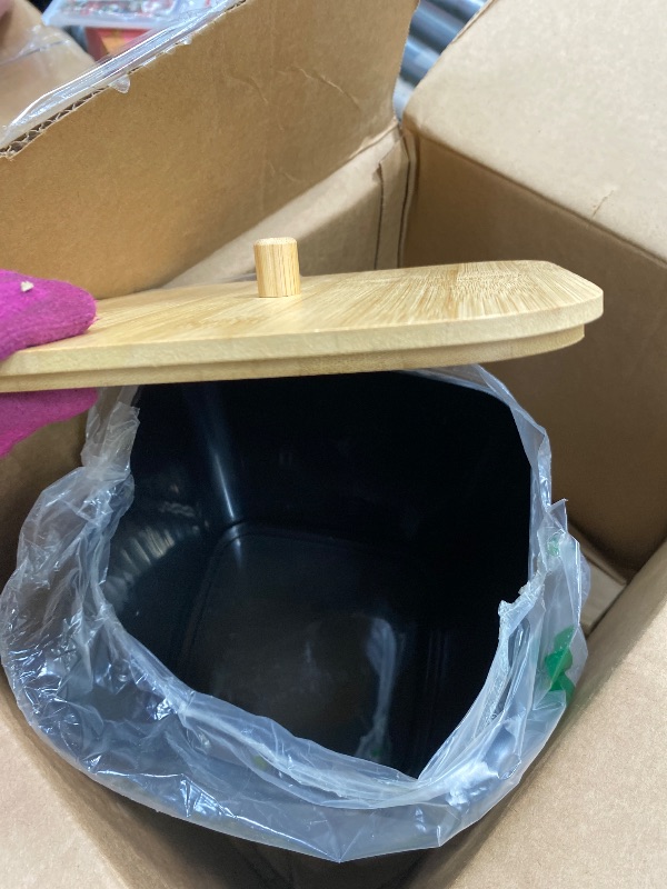 Photo 1 of *****Trash Can Only*****Clara Clark Bathroom Accessories Set - Bathroom Set, Bathroom Sets with Shower Curtain and Rugs, Shower Curtain Set with Bathroom Trash Can - Black - 22PC