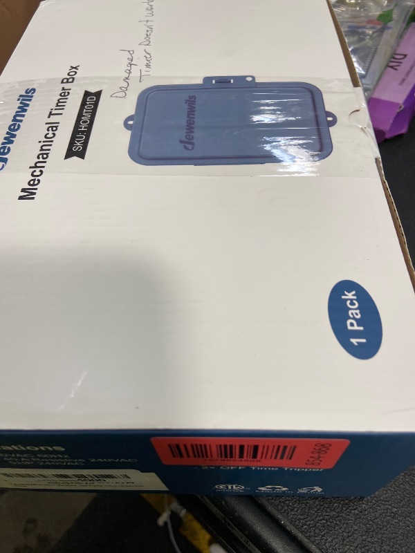 Photo 1 of ***DAMAGED -SELLING AS PARTS ONLY*** DEWENWILS 24-Hour Mechanical Timer Switch - 208-277VAC DPST, 5HP 40A, Metal Enclosure, Heavy Duty, Manual Override, Ideal for Pool Pump, Water Heater, Lights and Fans, Weatherproof, ETL Listed, Gray