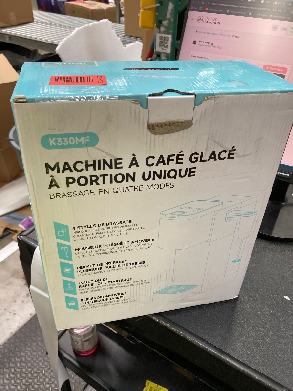 Photo 1 of **NEEDS CLEANING**Tastyle 330MF Single Serve Coffee Maker with Built-in Detachable Milk Frother, Iced and Hot Coffee Machine for K Cup & Grounds, 40oz Removable Water Reservoir, 6 Cup Sizes, Fits 7.3" Travel Mug, Teal