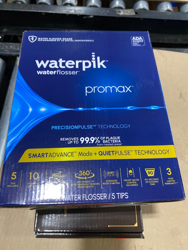 Photo 1 of Waterpik Promax Water Flosser with SmartAdvance Mode for Daily Gum Health and Cleaning Teeth, Braces, Implants, ADA Accepted, Small Quiet Design, Electric Flosser with 10 Settings, 5 Tips, WF-23
