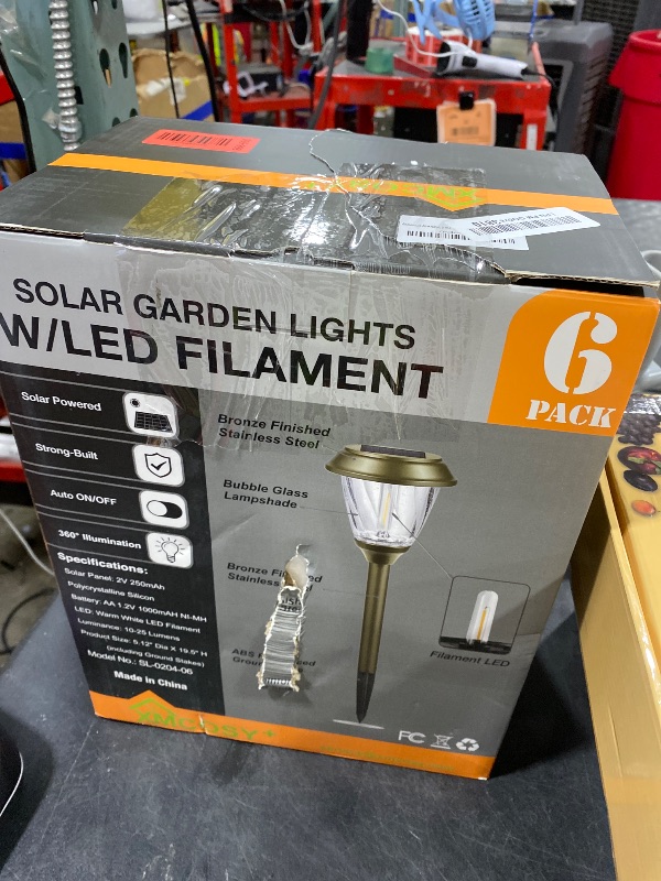 Photo 1 of XMCOSY+ Solar Lights Outdoor 10/25 LM LED with 2 Lighting Modes, Solar Garden Lights Glass and Metal, IP65 Waterproof Solar Powered for Yard Pathway Walkway Driveway Patio (6 Pack, Warm White)