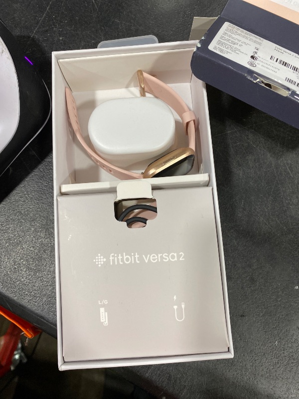 Photo 1 of Fitbit Versa 2 Smartwatch Bundle with Small and Large Bands - Petal