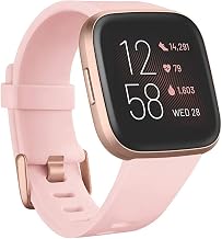 Photo 1 of Fitbit Versa 2 Smartwatch Bundle with Small and Large Bands - Petal