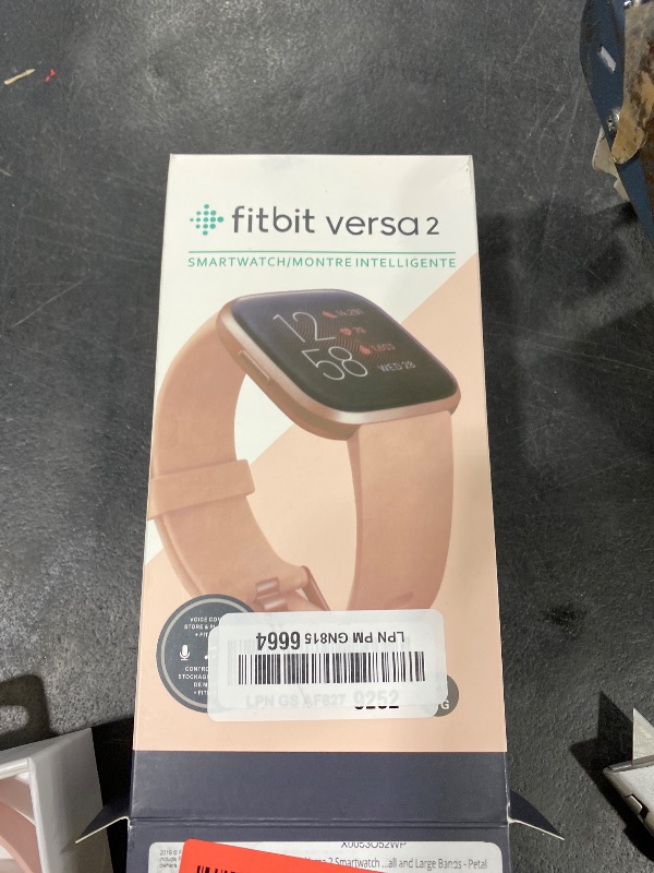 Photo 1 of Fitbit Versa 2 Smartwatch Bundle with Small and Large Bands - Petal