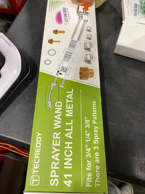 Photo 1 of Tecreddy Sprayer Wand Replacement, 41 Inch All Metal Pump Sprayer Wand Replacement with Stainless Steel Tubes, 1/4" 3/8" Brass Barbs & 3/4" Garden Hose Joint Part for Weed Lawn Plants Careing Watering