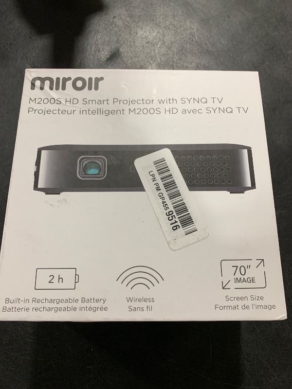 Photo 1 of Miroir M200S Smart HD Portable Projector – Android TV Streaming, Auto Focus, Built-in Speakers, USB-C/HDMI, Wi-Fi/Bluetooth, Compact 100” Display – Travel, Home & Outdoor Use