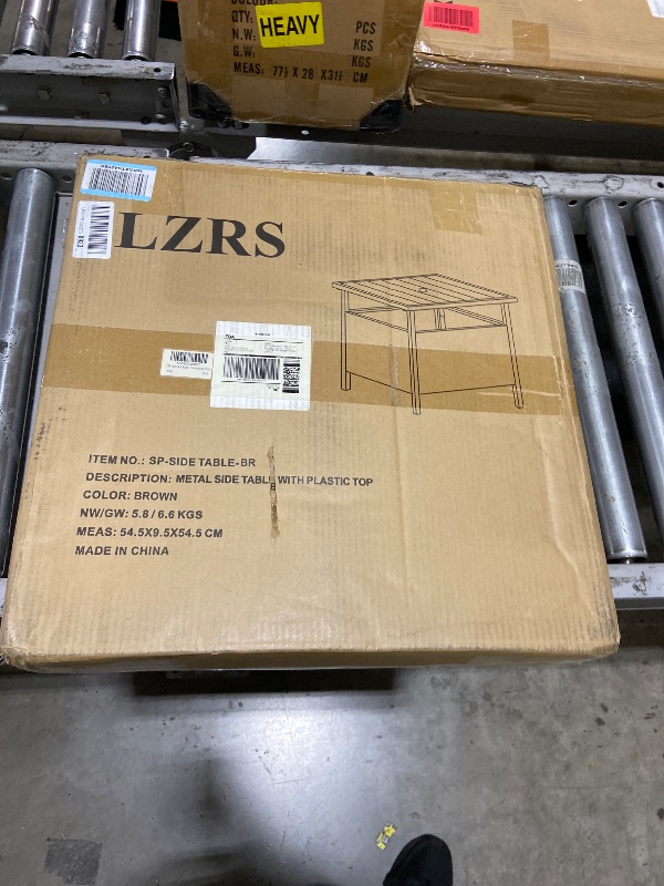 Photo 1 of LZRS Adirondack Square Outdoor Side Table with Umbrella Hole, Pool Composite Patio Table,HDPE End Tables for Backyard,Pool, Indoor Companion, Easy Maintenance & Weather Resistant(Light Brown)