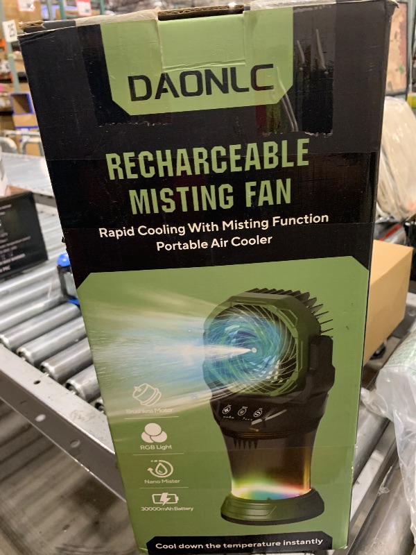 Photo 1 of Portable Misting Fan with Remote & 30000mAh Rechargeable Misting Fans for Outside Patios Camping Beach & Workshops Mist Fan Portable for Outdoor/Indoor 2L Built-in Water Tank RGB 4 Speeds & Spray