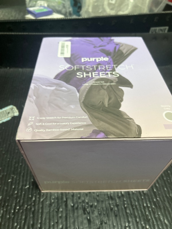 Photo 1 of Purple SoftStretch Sheets, Full Size, Rayon Blend, Moisture-Wicking, Stormy Grey, Fits Other Mattresses, Stretch for Adaptive Support