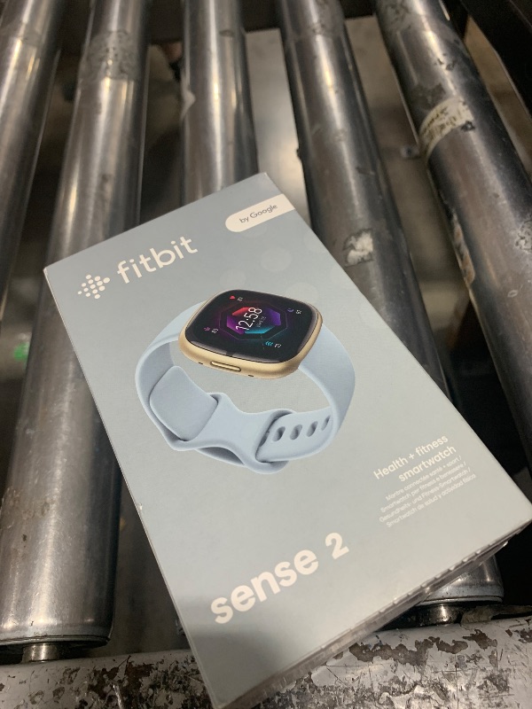 Photo 1 of Fitbit Sense 2 Advanced Health and Fitness Smartwatch with Stress and Sleep Tools - 3-Month Google Health Premium Membership Included - ECG App, SpO2, 24/7 Heart Rate, and GPS - Blue Mist/Pale Gold