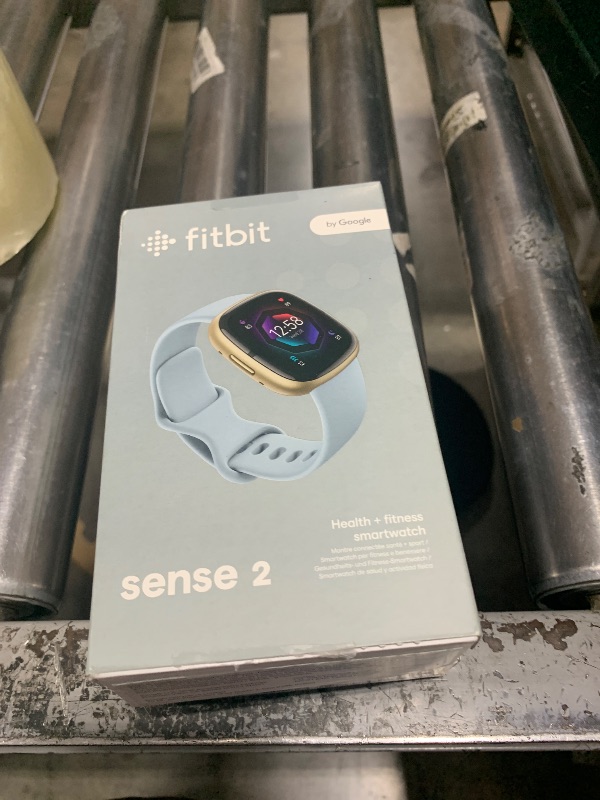 Photo 1 of Fitbit Sense 2 Advanced Health and Fitness Smartwatch with Stress and Sleep Tools - 3-Month Google Health Premium Membership Included - ECG App, SpO2, 24/7 Heart Rate, and GPS - Blue Mist/Pale Gold