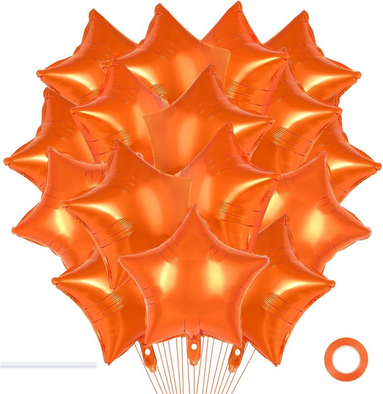 Photo 1 of 20 Pcs Orange Star Balloons,18 Inch Star Foil Balloons,Stars Shaped Balloon Mylar Helium Balloon for Birthday Party Anniversary Wedding Baby Shower Decorations (Orange)
