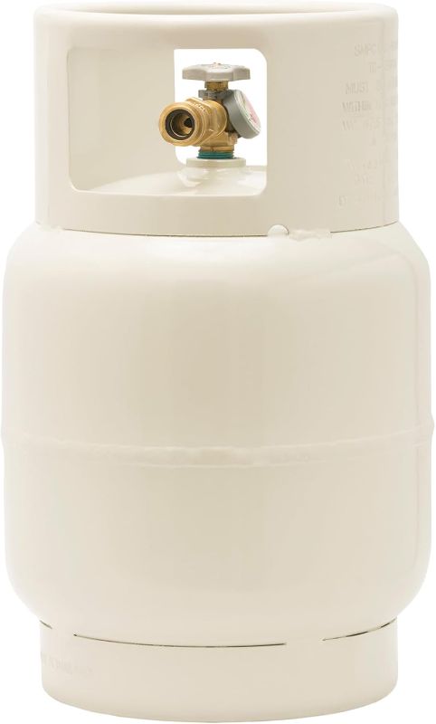 Photo 1 of Flame King YSN201BT 20LB Steel Floor Buffer Propane Tank Cylinder with Vapor Valve and Level Gauge, White