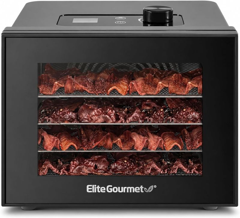 Photo 1 of Elite Gourmet Food Dehydrator, Stainless Steel Trays Food Dehydrator, Adjustable Temperature Controls, Jerky Herbs Fruit Veggies Snacks