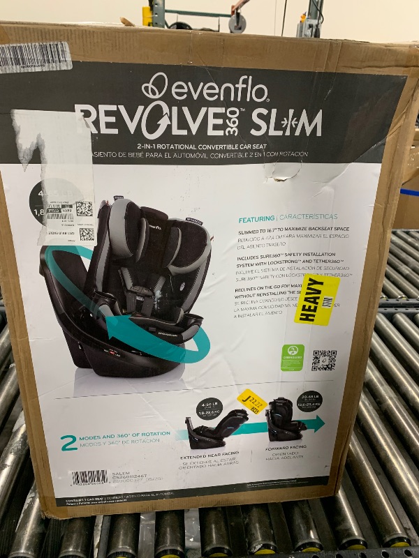 Photo 1 of Evenflo Revolve360 Slim 2-in-1 Rotational Car Seat with Quick Clean Cover (Salem Black)