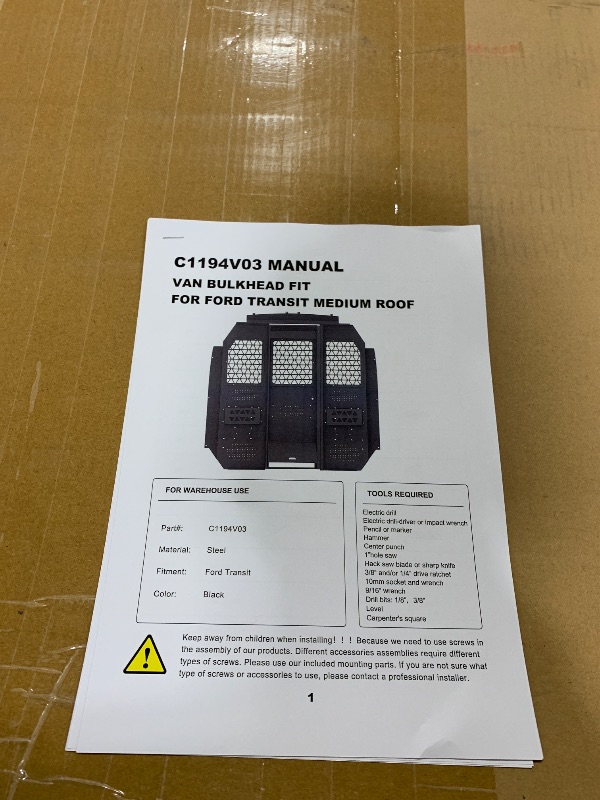 Photo 1 of MELIPRON Van Partition Bulkhead Fit for Ford Transit Medium Roof