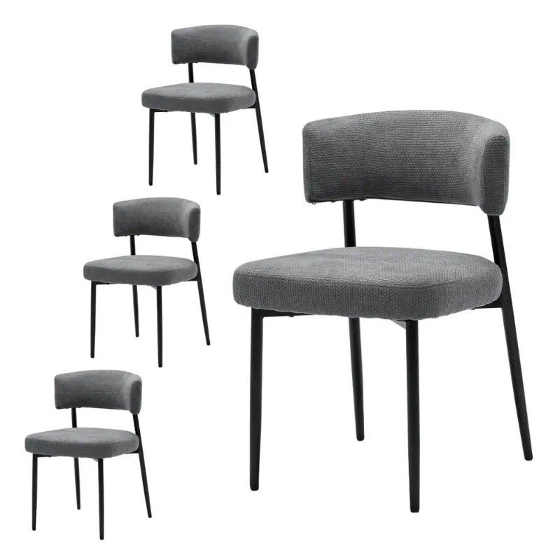 Photo 1 of Modern Dining Chairs Set Of 4, Upholstered Dining Chairs With Curved Backrest,Sturdy Metal Frame