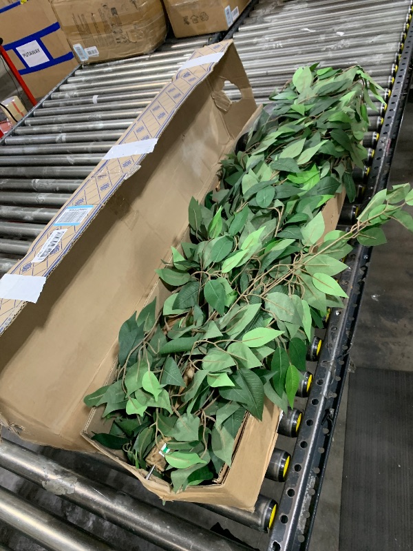 Photo 1 of Keeplush 7ft Large Ficus Artificial Trees with Natural Curved Trunks, 84" Tall Lush Faux Tree for Home Decor Indoor, Green Lifelike Fake Ficus Tree Artificial Plants in Pot