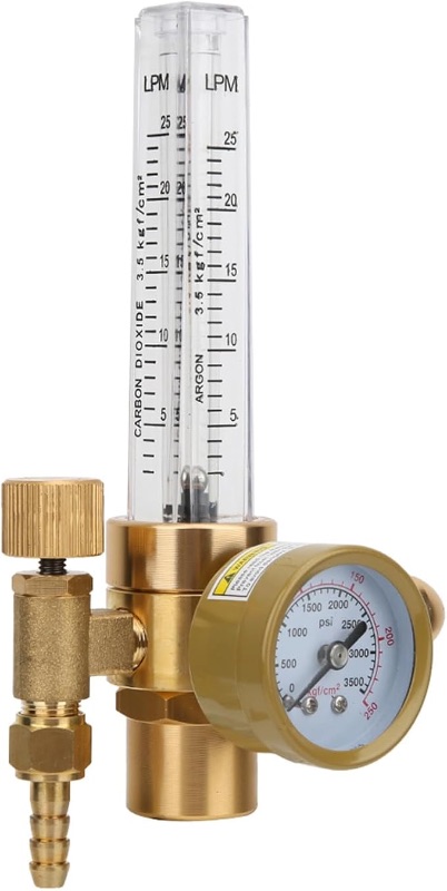 Photo 1 of Argon Pressure Reducer Gas Flowmeter All Brass CGA580 Male Thread Welding Regulator for MIG Welding