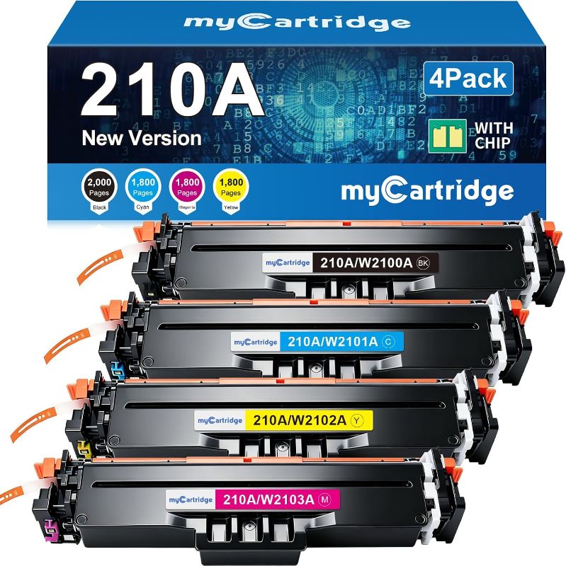 Photo 1 of 210X Toner Cartridges 4 Pack High Yield (with Chip) Compatible Replacement for HP 210X 210A for Color Laserjet Pro MFP 4301fdw 4301fdn Pro 4201dw 4201dn Series Printer Ink W2100X W2100A (BCMY, 4-Pack)
