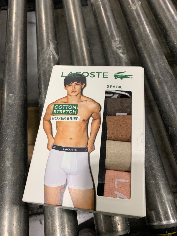 Photo 1 of Lacoste Men's Cotton Stretch Essentials Boxer Briefs, 5-pack (Amazon Exclusives), Black/Miami/Lionne/Pecan, Medium