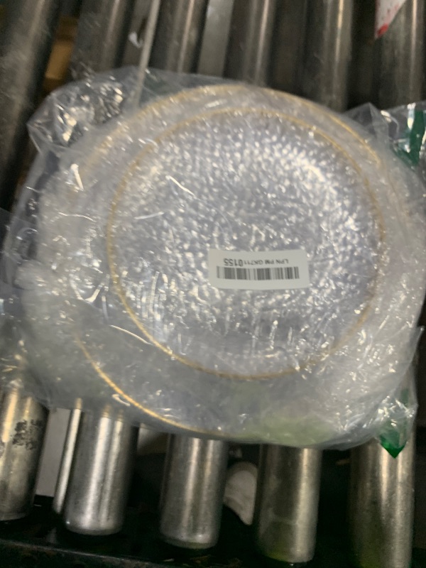 Photo 1 of Licaere 60Pcs Clear Plastic Plates - Clear Disposable Plates With Gold Rim - Heavy-duty Gold Plates, Party Plates Include 30Clear Dessert-Platos,30Dinner-Platos for Wedding ? Party ? Summer