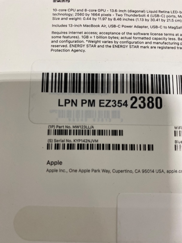 Photo 1 of Apple 2025 MacBook Air 13-inch Laptop with M4 chip: Built for Apple Intelligence, 13.6-inch Liquid Retina Display, 16GB Unified Memory, 256GB SSD Storage, 12MP Center Stage Camera, Touch ID; Midnight