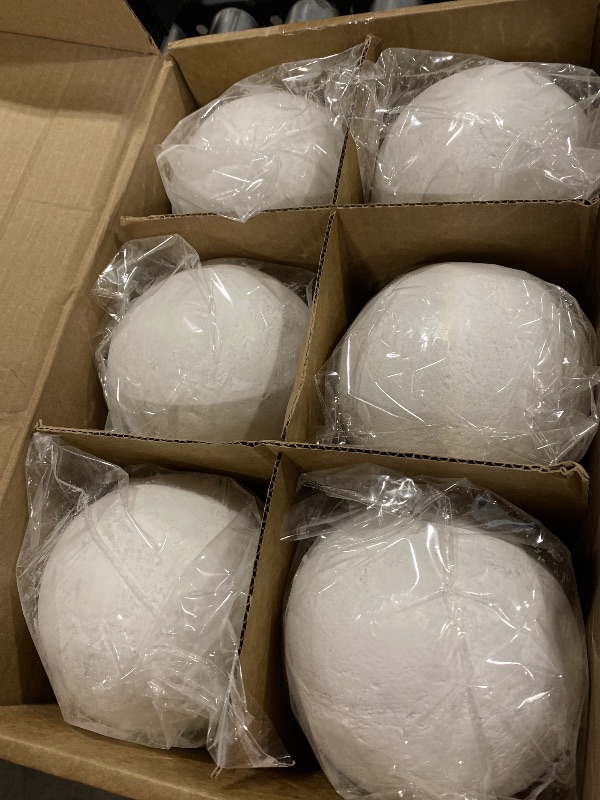 Photo 1 of Sasylvia 6 Pcs Ceramic Fire Balls Fire Pit Balls, White Fireplace Round Stones Modern Accessory for Indoor and Outdoor Gas Fireplace (5 Inch Size)
