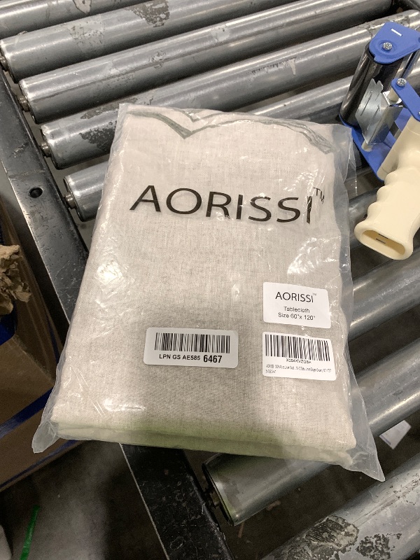 Photo 1 of AORISSI 100% French Flax Linen Tablecloths Scalloped Embroidery Rectangle 120Lx60W Inch for Dinners, Parties, Spring, Machine Washable, 10-12 Sets, Linen(Edges-Green)