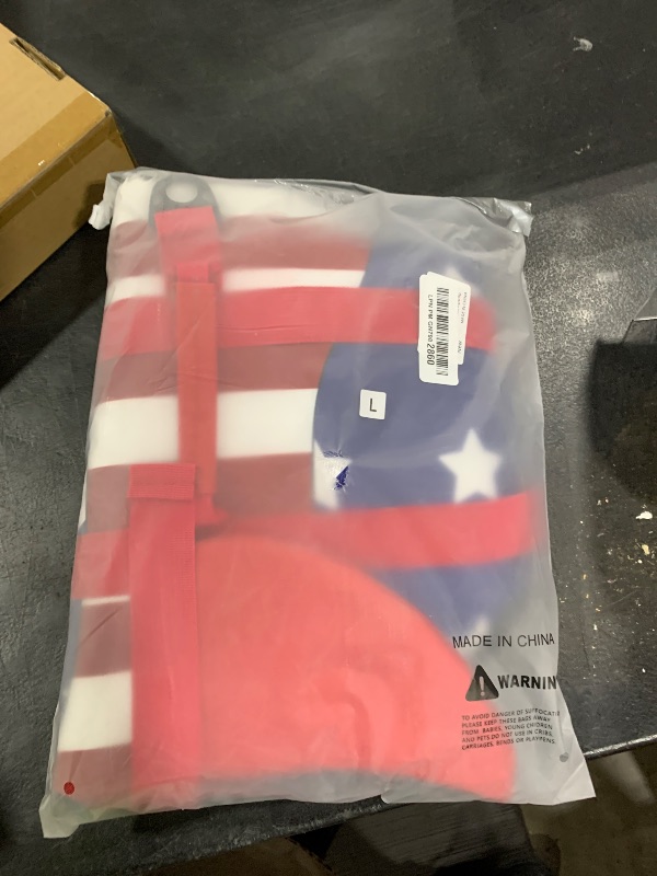 Photo 1 of Malier Dog Life Jacket, Ripstop American Flag Vest for Swimming Boating, Puppy Shark Jacket with High Buoyancy Swimsuit Small Medium and Large Dogs (Large, Red & Dark Blue)
