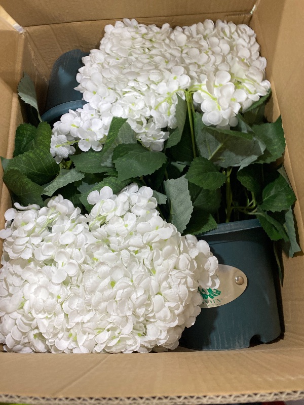 Photo 1 of QIANYUN Artificial Hydrangea Bush – 20 Inch Potted Faux Hydrangea Plant, UV Resistant Outdoor Hydrangea Artificial Plants for Front Porch, Garden, Patio & Indoor Decor