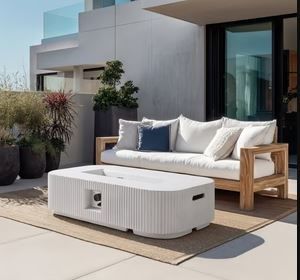 Photo 1 of Outdoor Rectangular Mgo Concrete Fire Pit 50000 Btu Propane Patio Focal Point - Gray