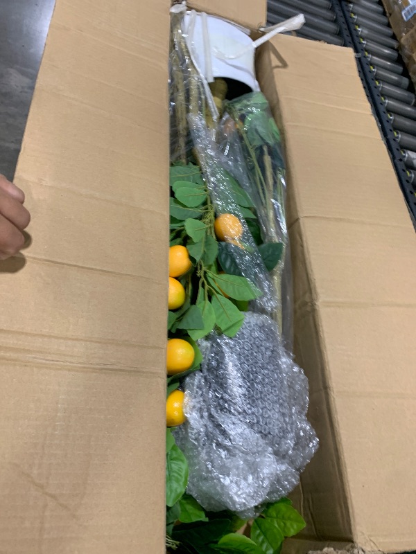 Photo 1 of Jexine 2 Pack Artificial Lemon Tree 5 ft Tall Fake Plant Pre Potted Faux Lemon Tree Realistic Fruits for Indoor Home Decor Office Living Room