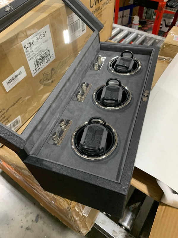 Photo 1 of ROTHWELL Triple Watch Winder for Automatic Watches with Quiet Motor with Multiple Speeds and Rotation Settings (Black/Grey)