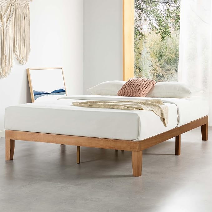 Photo 1 of Mellow Naturalista Classic - 12 Inch Solid Wood Platform Bed with Wooden Slats, No Box Spring Needed, Easy Assembly, Queen, Pine