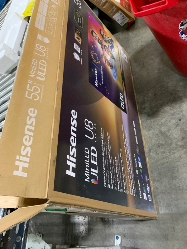 Photo 1 of Hisense 55" U8 Series ULED Mini-LED 4K UHD Smart Google TV (55U8QG) - QLED, Native 165Hz, VRR 288, Up to LD5600, 5000 Nits, HDR10+, Dolby Vision IQ · Atmos, IMAX Enhanced, 4.1.2 Ch Audio