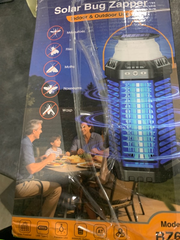 Photo 1 of GTERT Solar Bug Zapper Outdoor – Ultra-Strong Fly & Mosquito Zapper, Solar-Powered Rechargeable Bug Zapper, Portable Cordless Insect Zapper, Foldable Adjustable Light, IP66 Waterproof (Carbon Black)