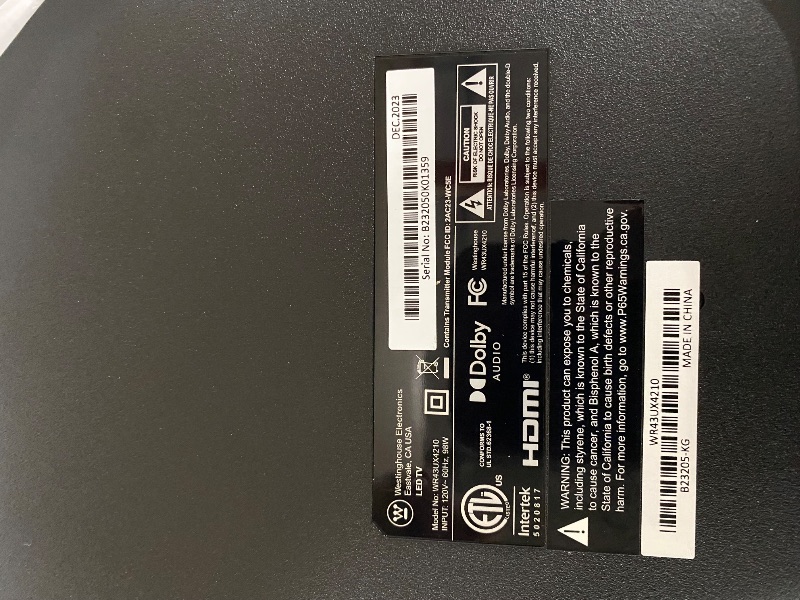 Photo 1 of FOR PARTS ONLY ******* Westinghouse Roku TV - 43 Inch Smart TV, 4K UHD Television with Wi-Fi Connectivity and Mobile App, Flat Screen, Bluetooth, Compatible with Apple AirPlay, Alexa and Google Assistant