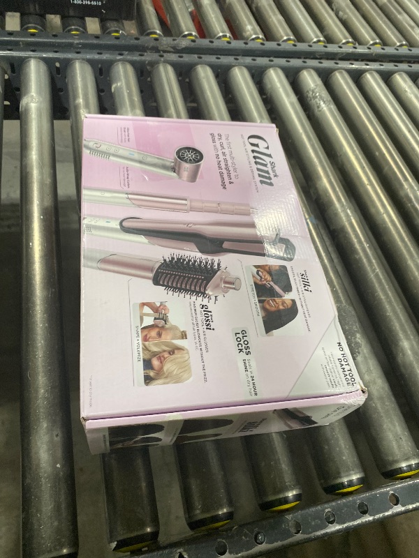 Photo 1 of Shark Glam Ceramic & Powerful Air Styling & Drying System, with Silki Straightener & Glossi Air Glosser, for Drying, Curling, Air Straightening & Glossing, Pink, HD6051SPK (Straight & Wavy Hair)
