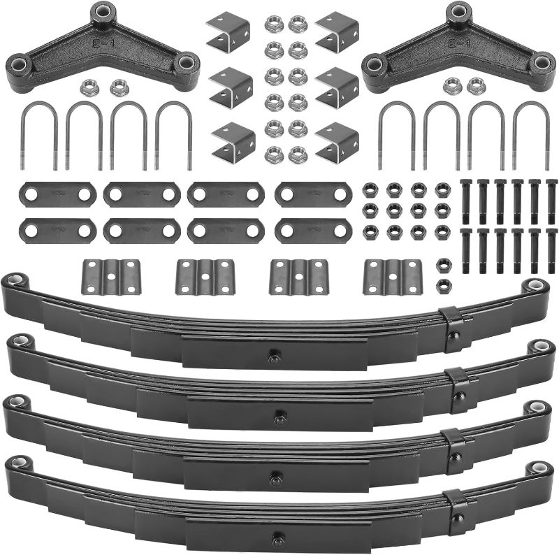 Photo 1 of Replacement for SW5 5 Pieces Trailer Leaf Spring, 6000LB Tandem Trailer Axle Suspension Kit with 3000lb Capacity Double Eyes Leaf Springs, 2* U-Bolt and Hanger Kit