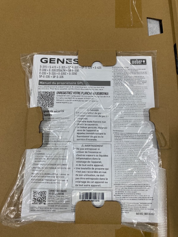 Photo 1 of Weber Genesis E-325 Liquid Propane Gas Grill for Outdoor Cooking, 3 Burners, Black – Porcelain-Enameled, Cast-Iron Grates, PureBlu Burners & Sear Zone