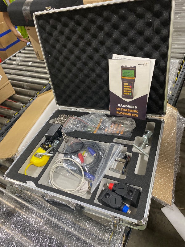 Photo 1 of Bonvoisin Handheld Ultrasonic Flow Meter Portable Clamp on Flowmeter with Data Output S1+M2 Sensors for Seawater Alcohol Industrial Sewage DN15-700mm (1/2-28")