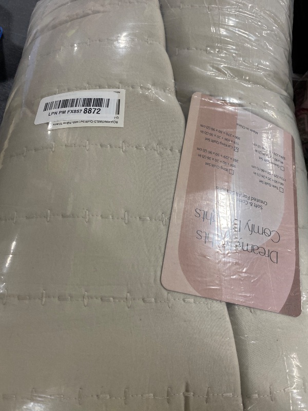 Photo 1 of ROARINGWILD Neutral Beige Oversized California Cal King Size Quilt Bedding Sets with 2 Pillow Shams, Lightweight Bedspread Coverlet, Quilted Blanket Thin Comforter Bed Cover, 3 Pieces, 118x106 inches